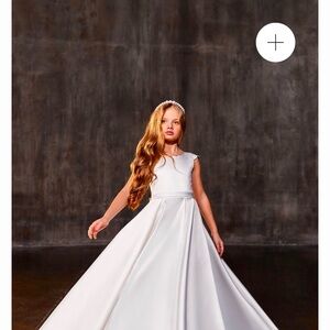 Charming White Formal Kids Dress/ great for communions or flower girls